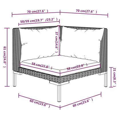 Garden Sofas 2Pcs With Cushions Half Round Poly Rattan