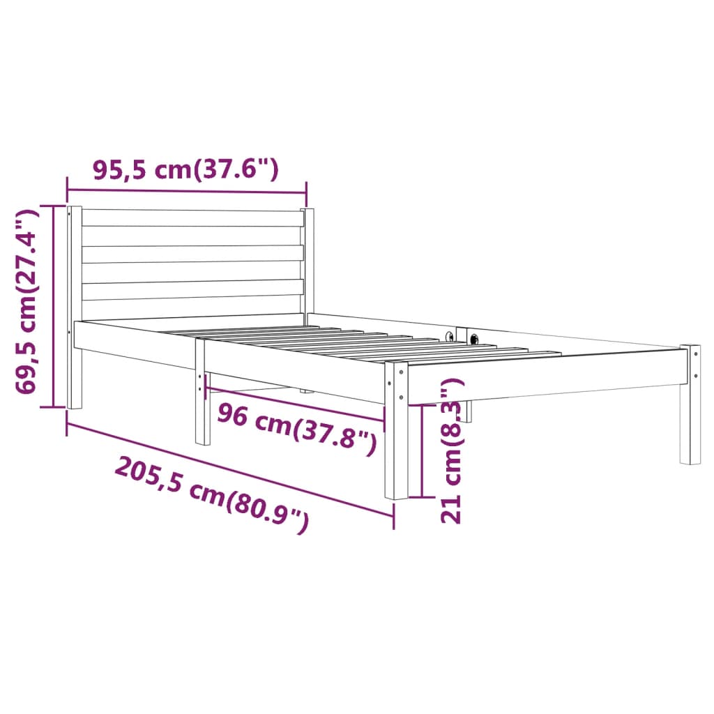 Day Bed Solid Wood Pine 90X200 Cm