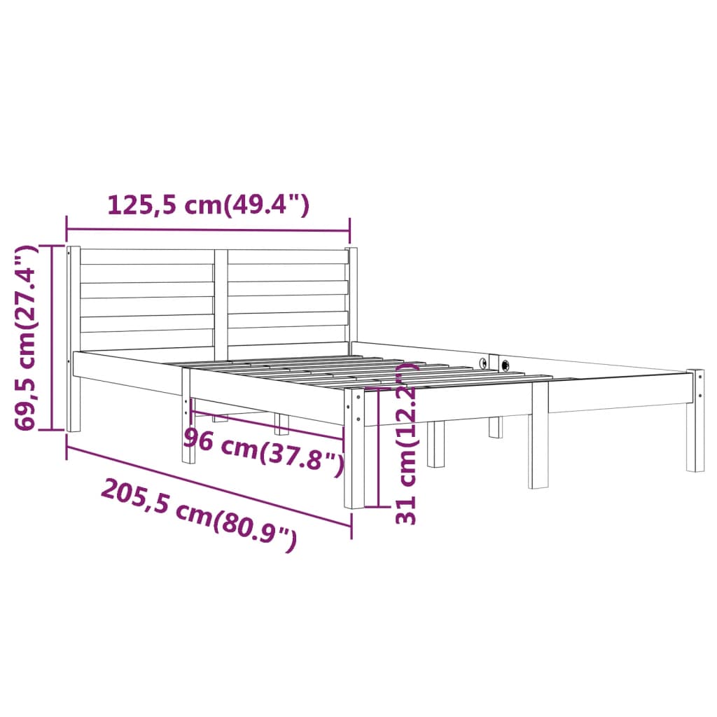 Day Bed Solid Wood Pine 120X200 Cm Small Double Black