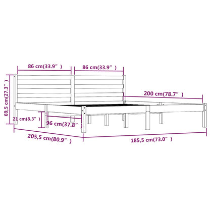 Bed Frame Solid Wood Pine 180X200 Cm Super King Size