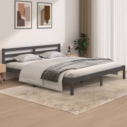 Bed Frame Solid Wood Pine 180X200 Cm Super King Grey