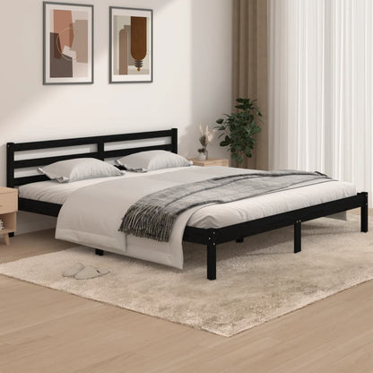 Bed Frame Solid Wood Pine 180X200 Cm Super King Black