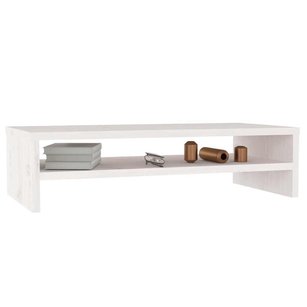 Monitor Stand White 50X24X13 Cm Solid Wood Pine