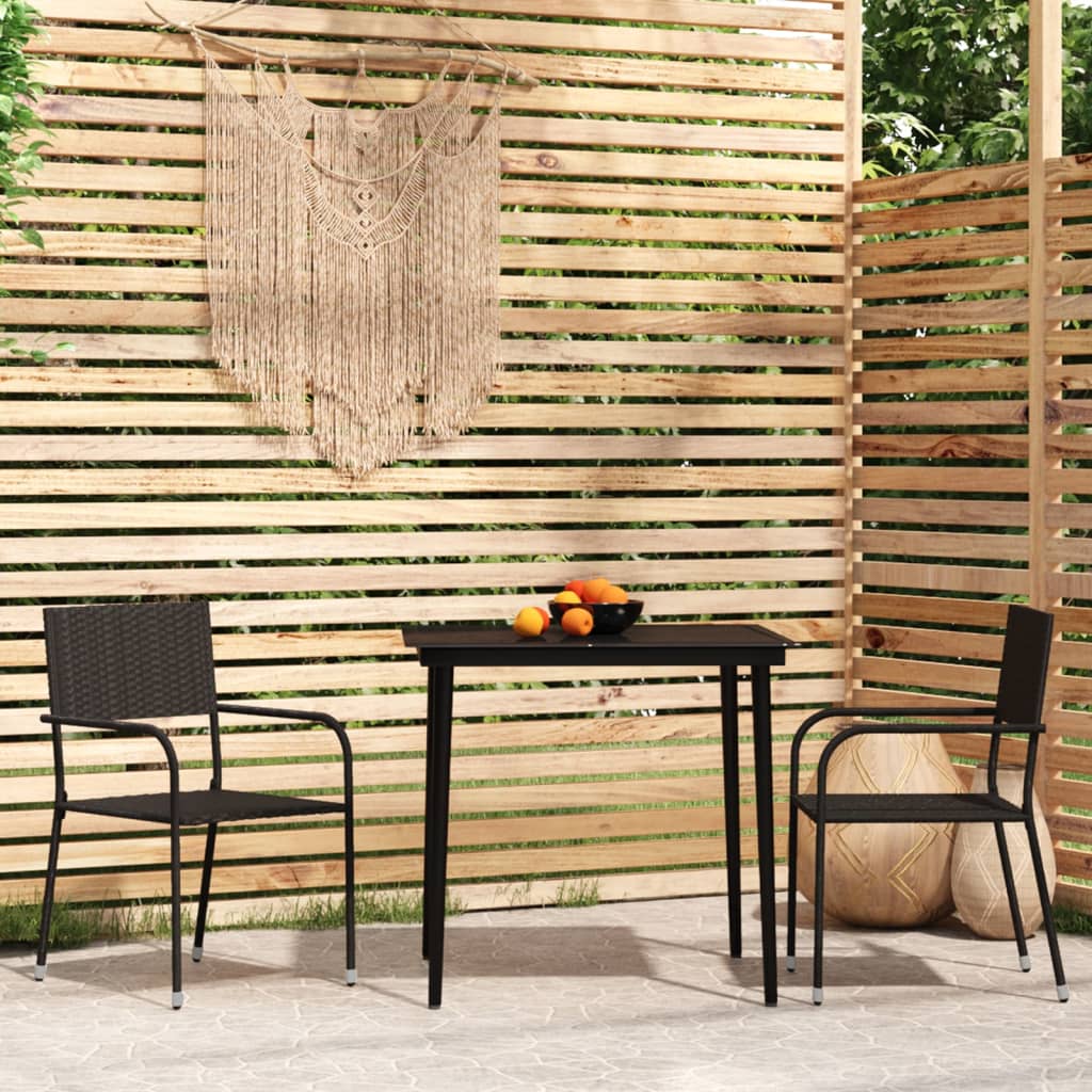 3 Piece Garden Dining Set Black