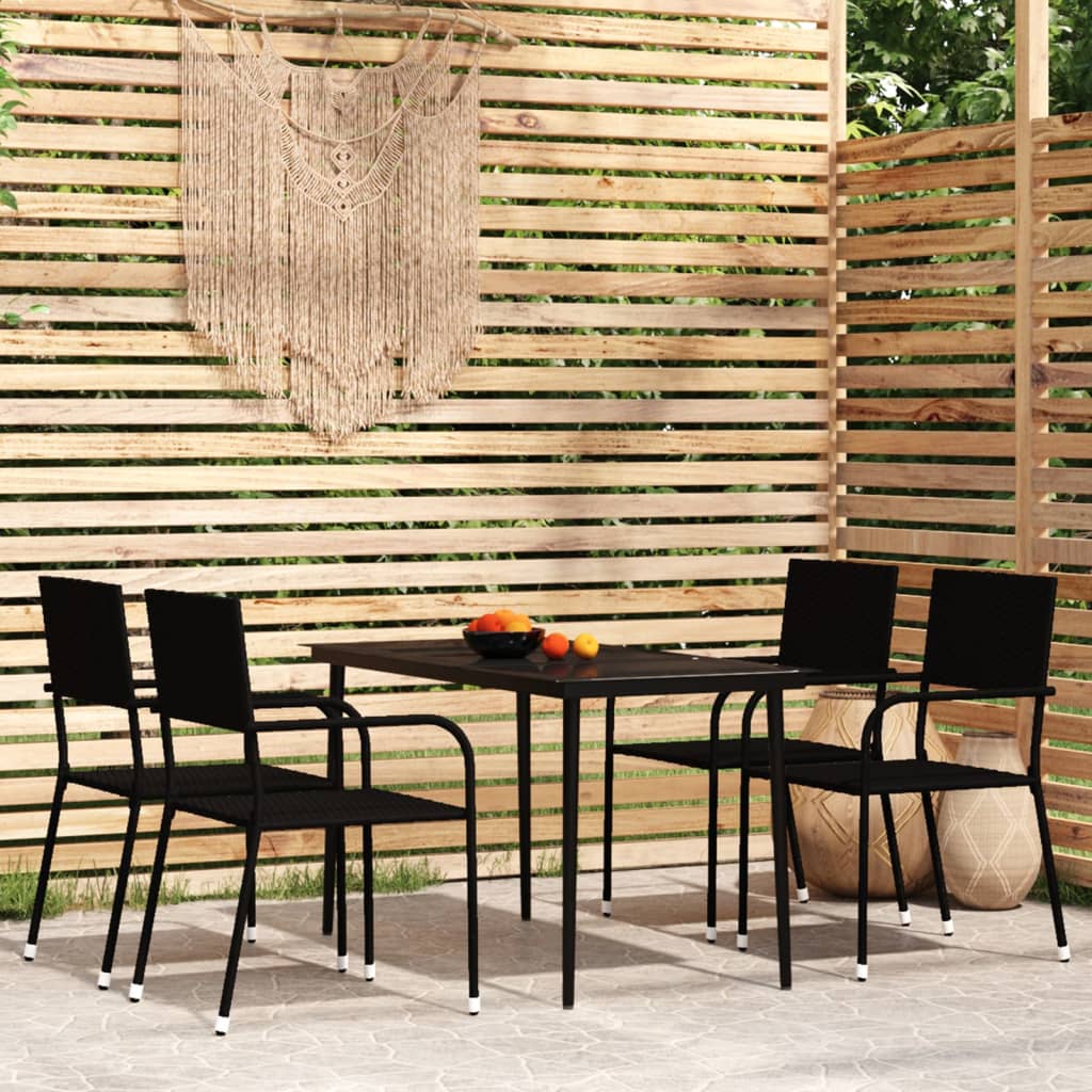 5 Piece Garden Dining Set Black