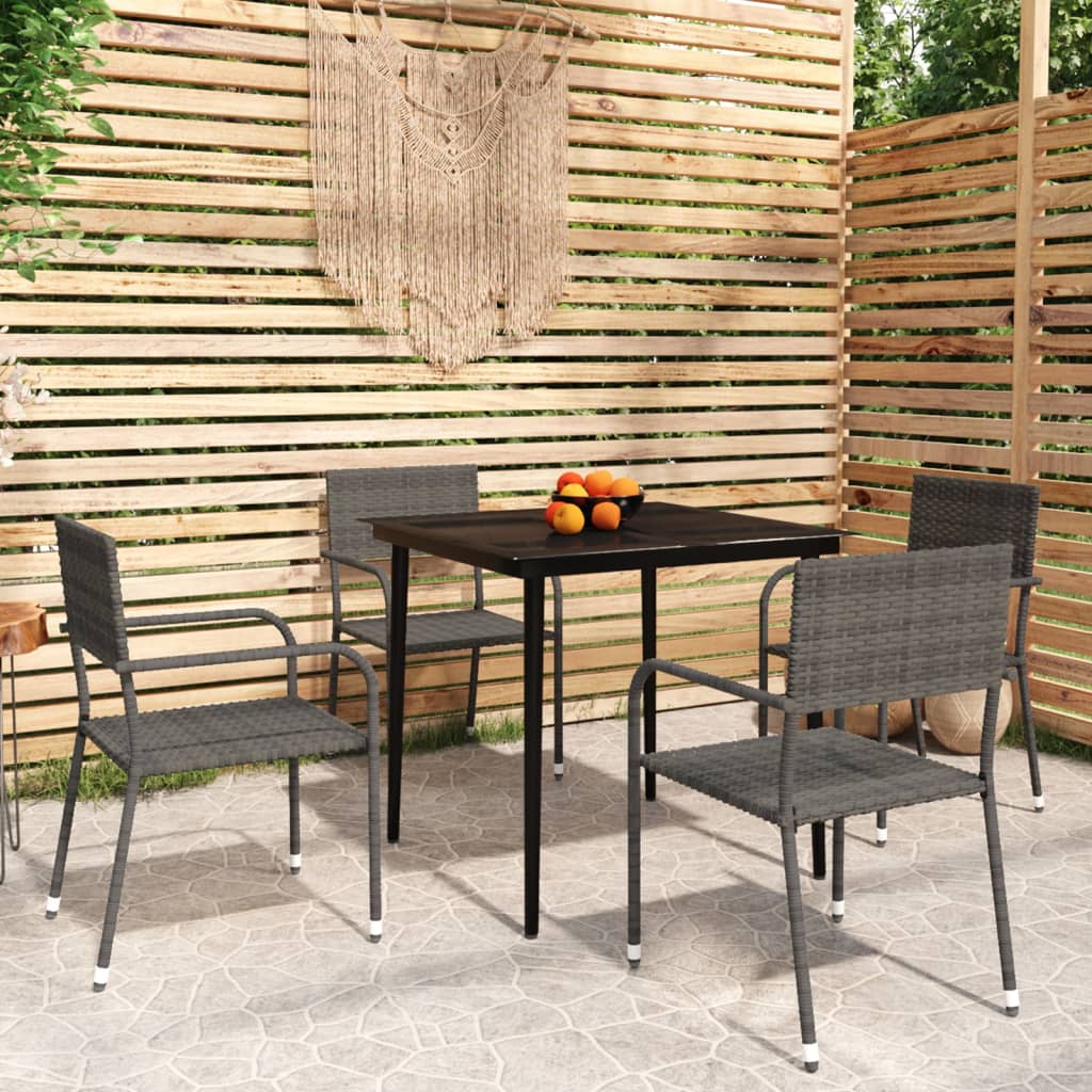 5 Piece Garden Dining Set Grey