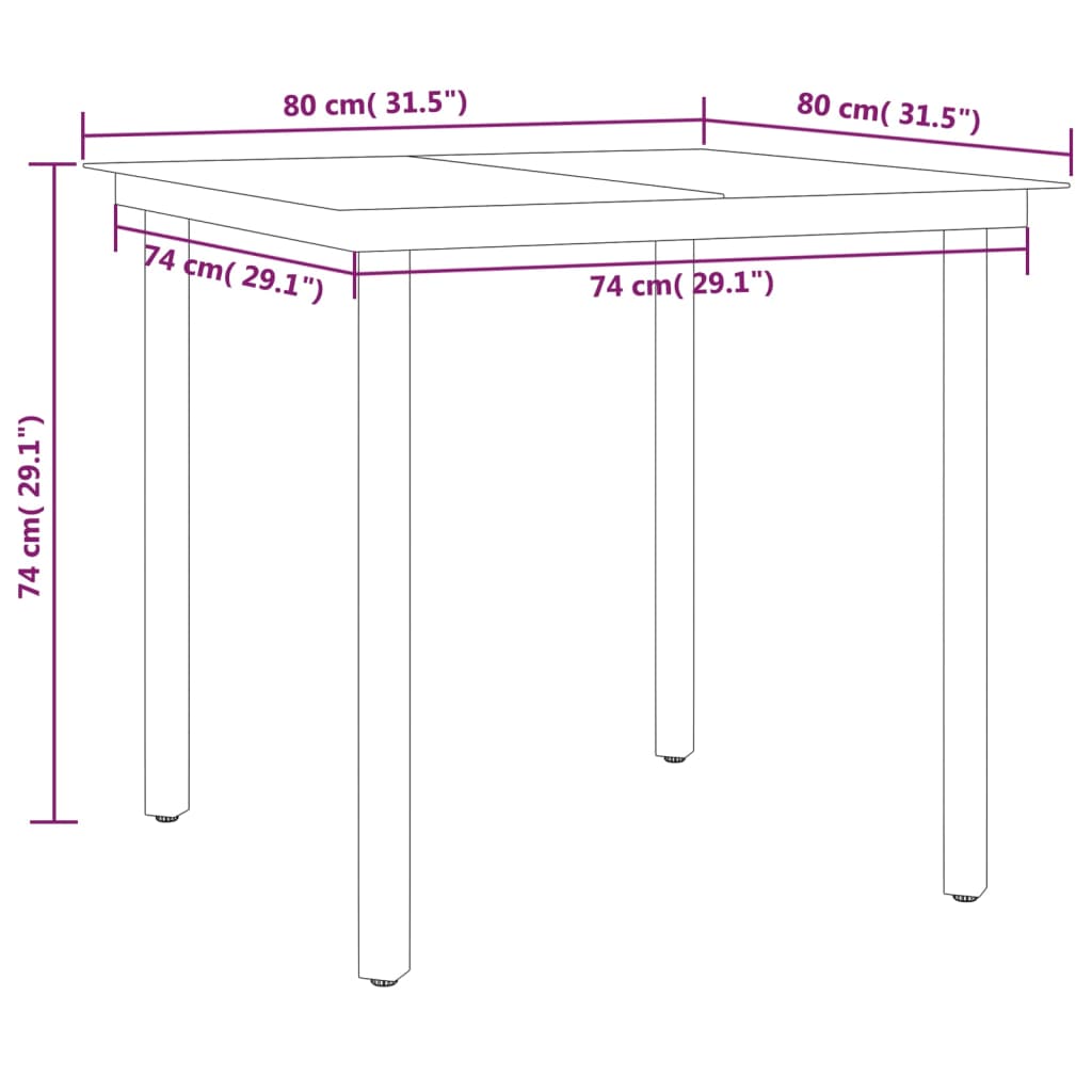 3 Piece Garden Dining Set Black