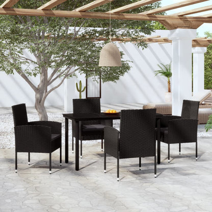 5 Piece Garden Dining Set Black