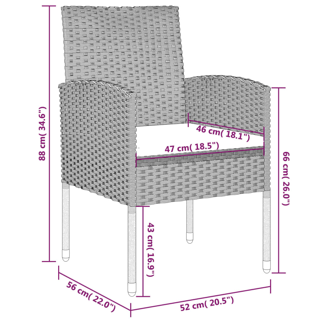 3 Piece Garden Dining Set Anthracite