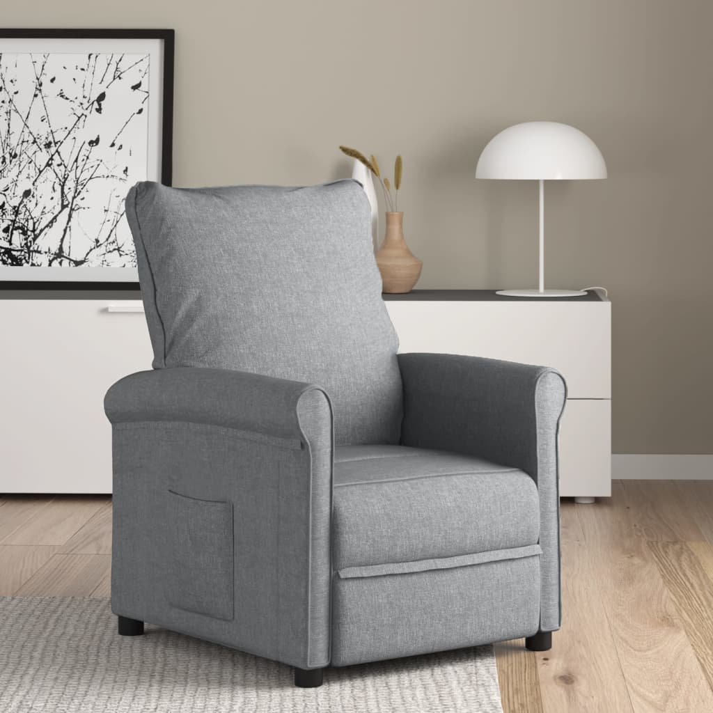 Recliner Chair Light Grey Fabric