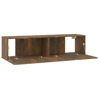 Tv Wall Cabinet Smoked Oak 120X30X30 Cm Engineered Wood