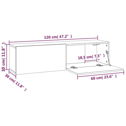 Tv Wall Cabinet Grey Sonoma 120X30X30 Cm Engineered Wood