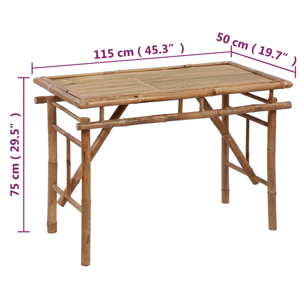 Folding Garden Table 115X50X75 Cm Bamboo