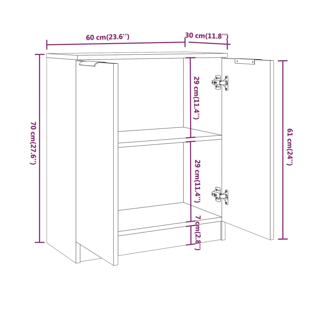 Sideboard White 60X30X70 Cm Engineered Wood