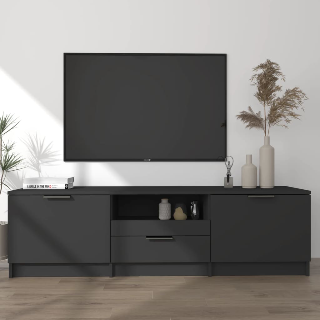 Tv Cabinet Black 140X35X40 Cm Engineered Wood