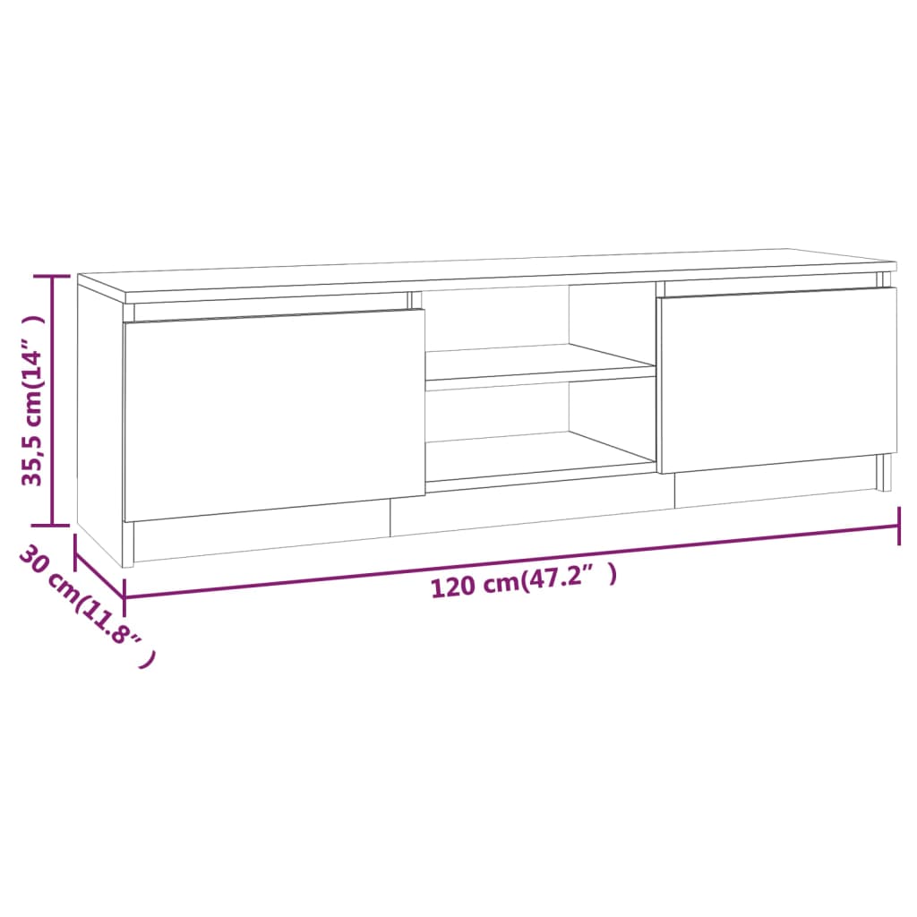 Tv Cabinet Grey Sonoma 120X30X35.5 Cm Engineered Wood