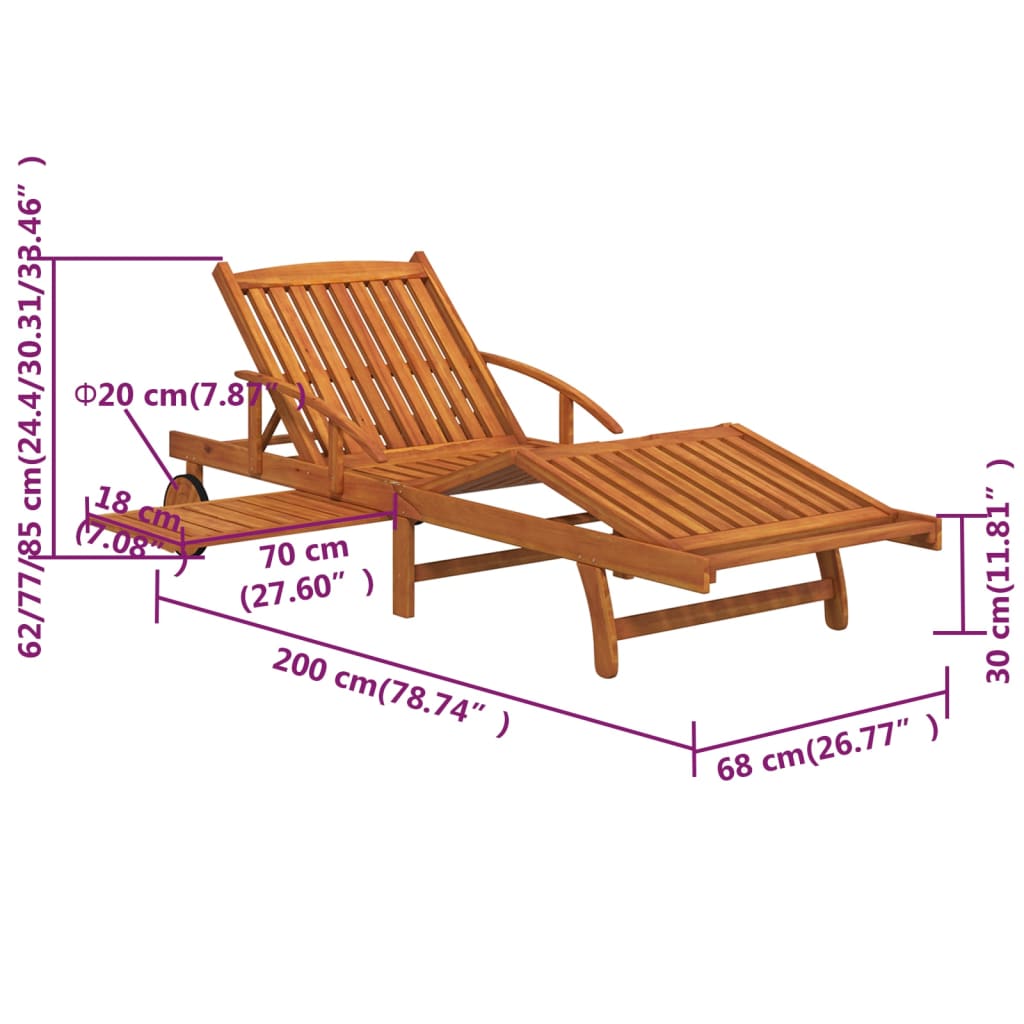 2 Piece Sunlounger Set With Table Solid Wood Acacia