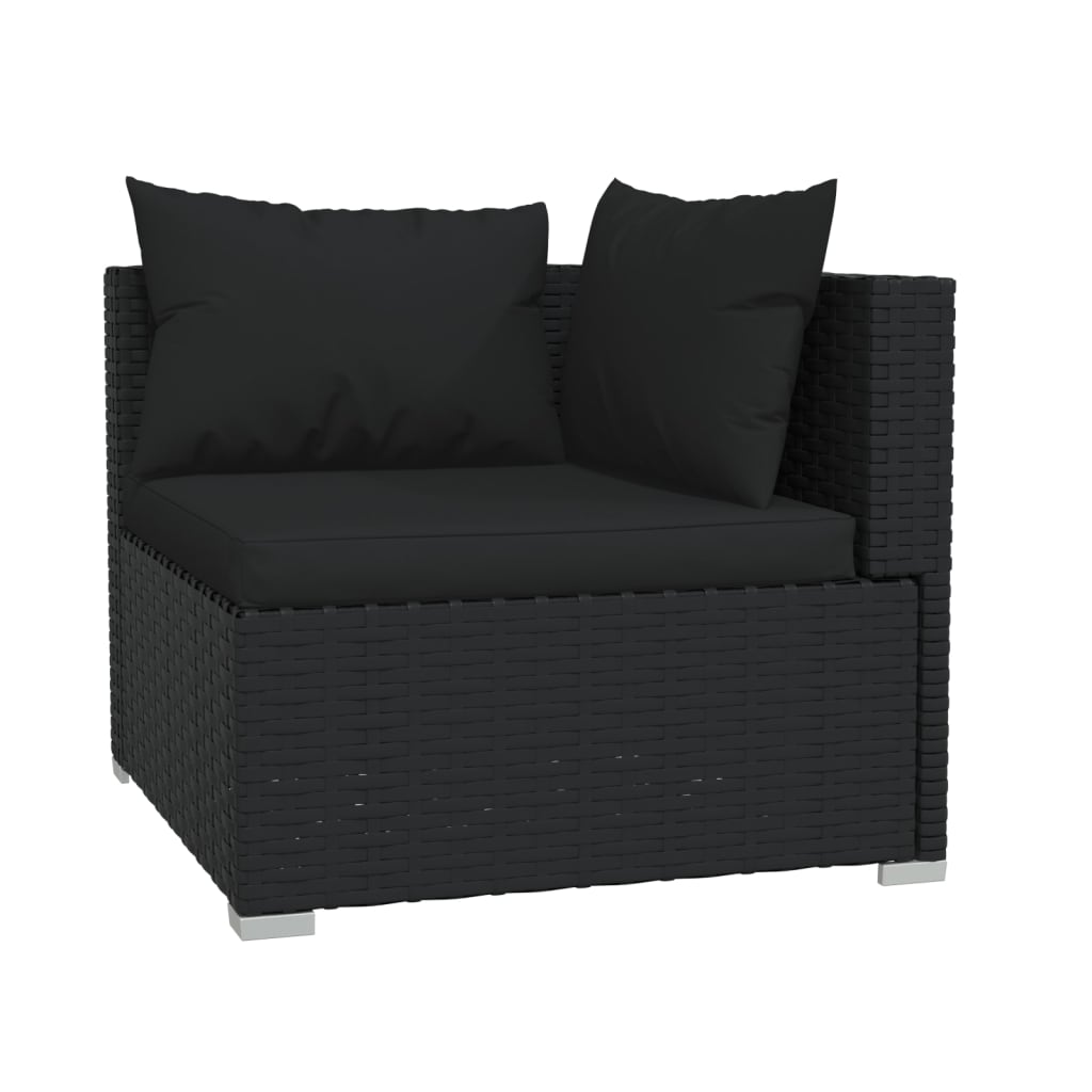 5 Piece Garden Lounge Set With Cushions Poly Rattan Black