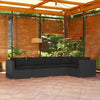 5 Piece Garden Lounge Set With Cushions Poly Rattan Black