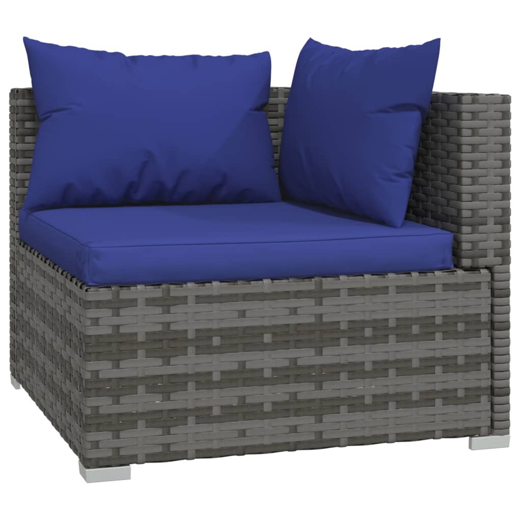 7 Piece Garden Lounge Set With Cushions Poly Rattan Grey