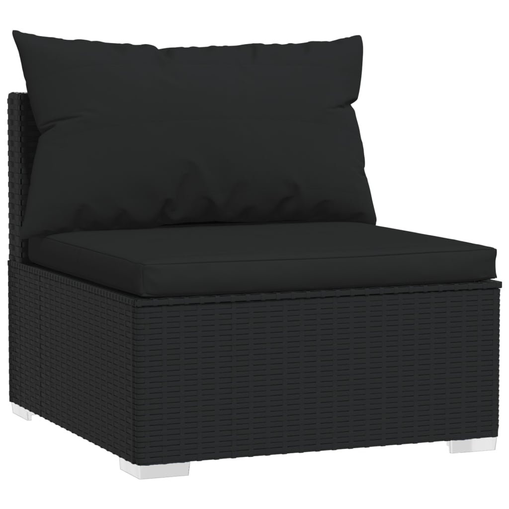 7 Piece Garden Lounge Set With Cushions Poly Rattan Black