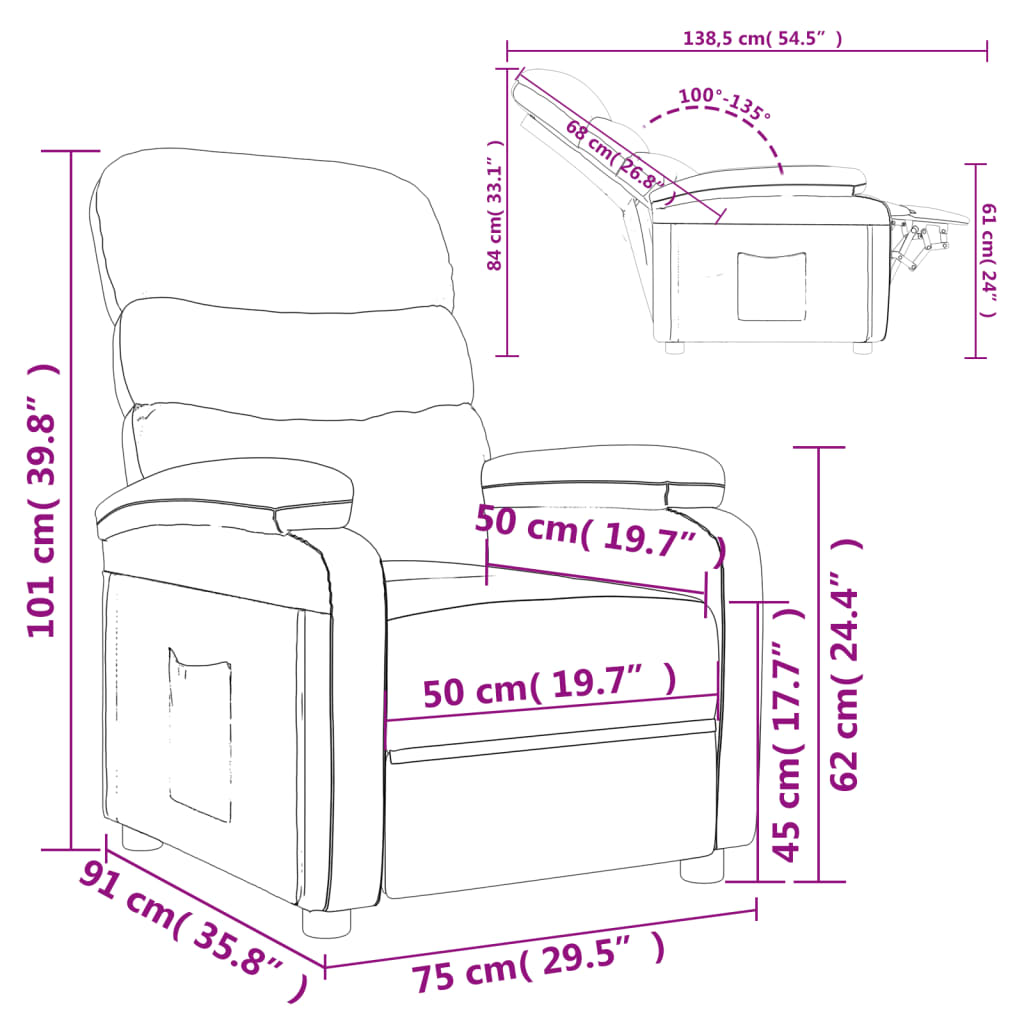 Recliner Chair Dark Grey Fabric