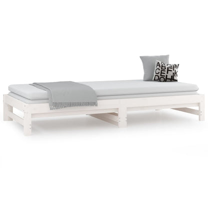 Pull-Out Day Bed White 2X(90X200) Cm Solid Wood Pine