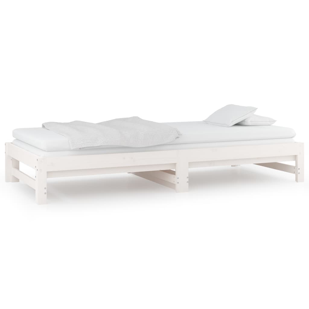 Pull-Out Day Bed White 2X(90X200) Cm Solid Wood Pine