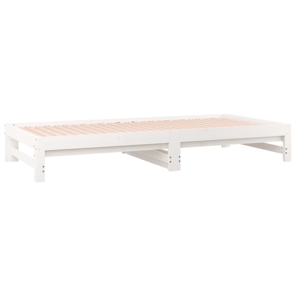 Pull-Out Day Bed White 2X(90X200) Cm Solid Wood Pine