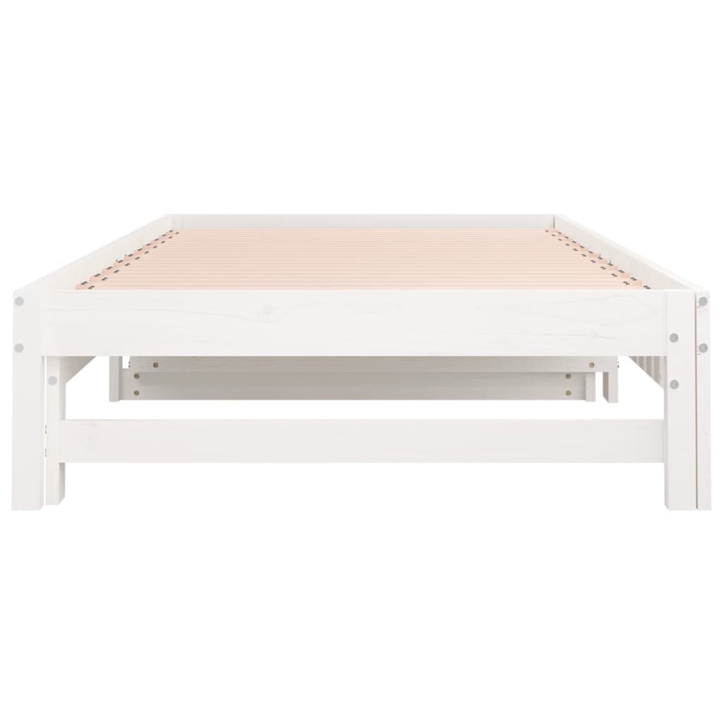 Pull-Out Day Bed White 2X(90X200) Cm Solid Wood Pine