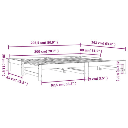 Pull-Out Day Bed White 2X(80X200) Cm Solid Wood Pine