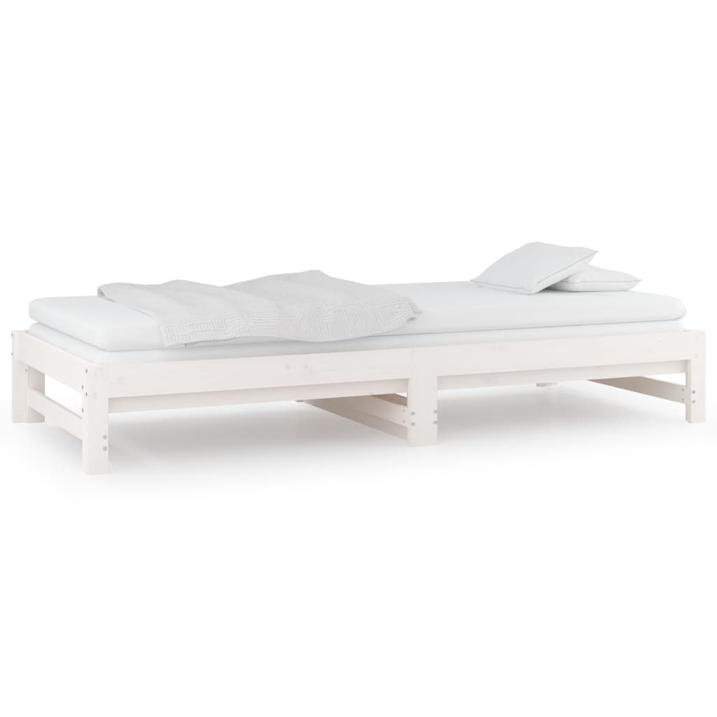 Pull-Out Day Bed White 2X(80X200) Cm Solid Wood Pine