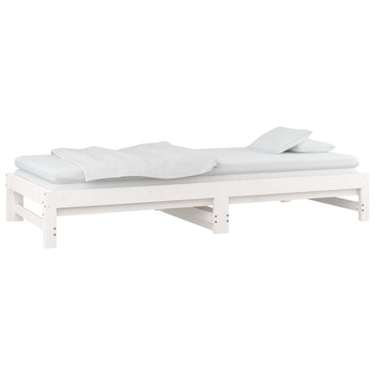 Pull-Out Day Bed White 2X(80X200) Cm Solid Wood Pine
