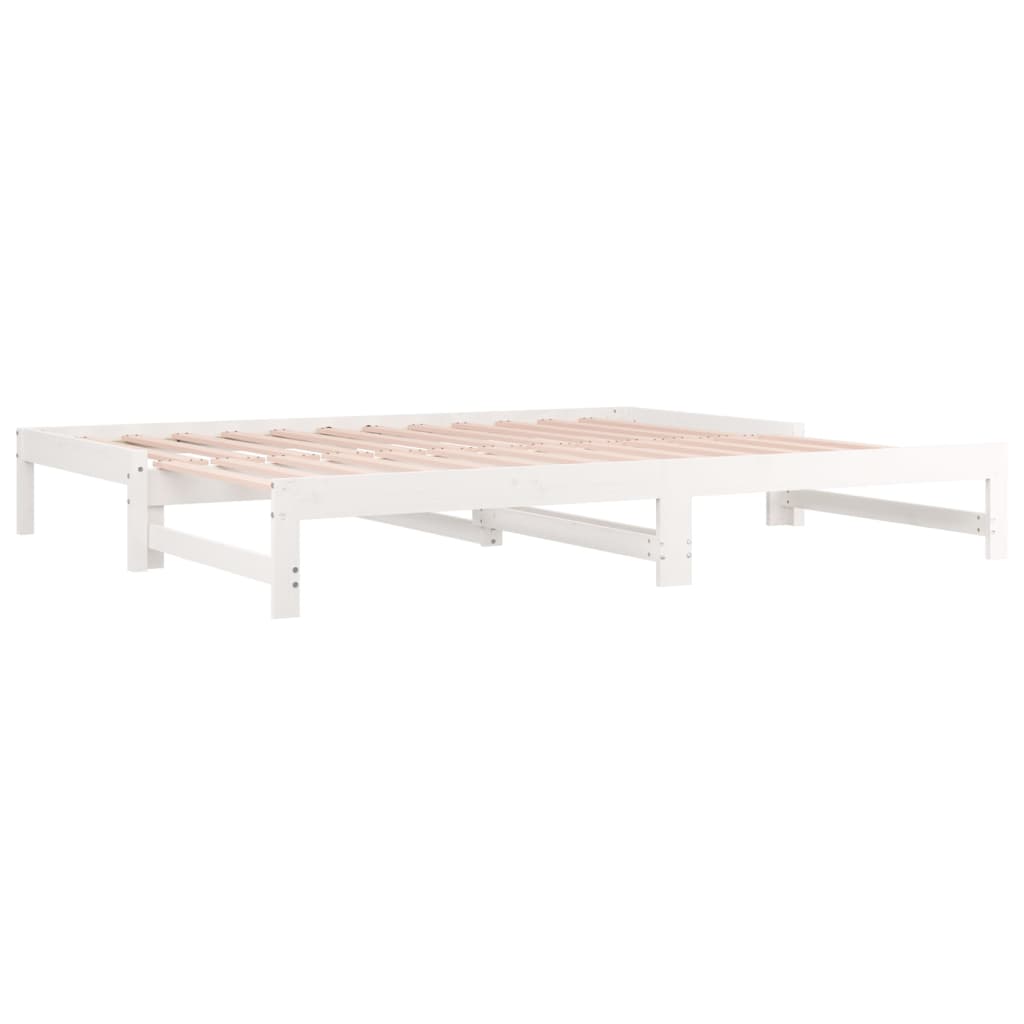 Pull-Out Day Bed White 2X(80X200) Cm Solid Wood Pine