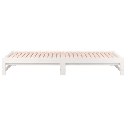 Pull-Out Day Bed White 2X(80X200) Cm Solid Wood Pine
