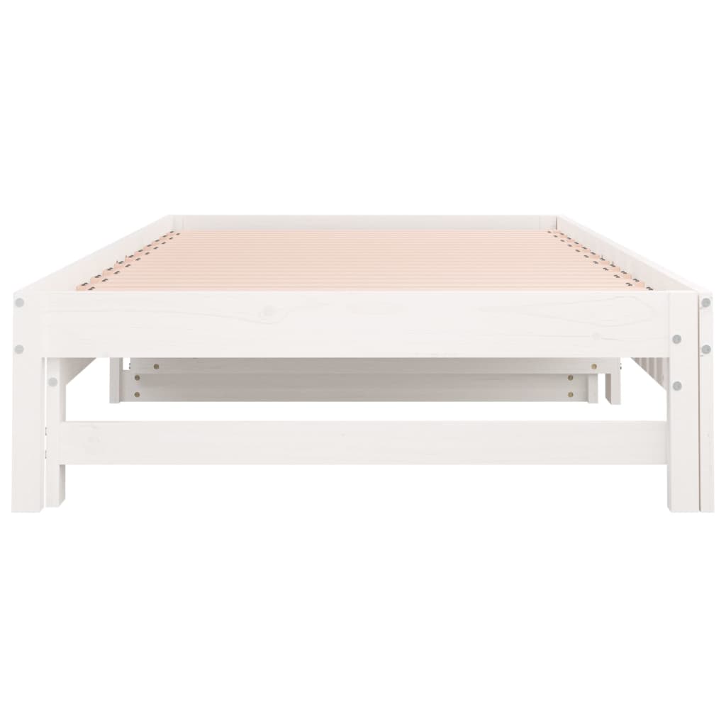 Pull-Out Day Bed White 2X(80X200) Cm Solid Wood Pine