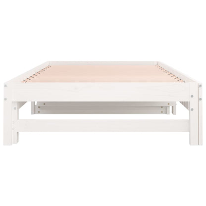 Pull-Out Day Bed White 2X(80X200) Cm Solid Wood Pine