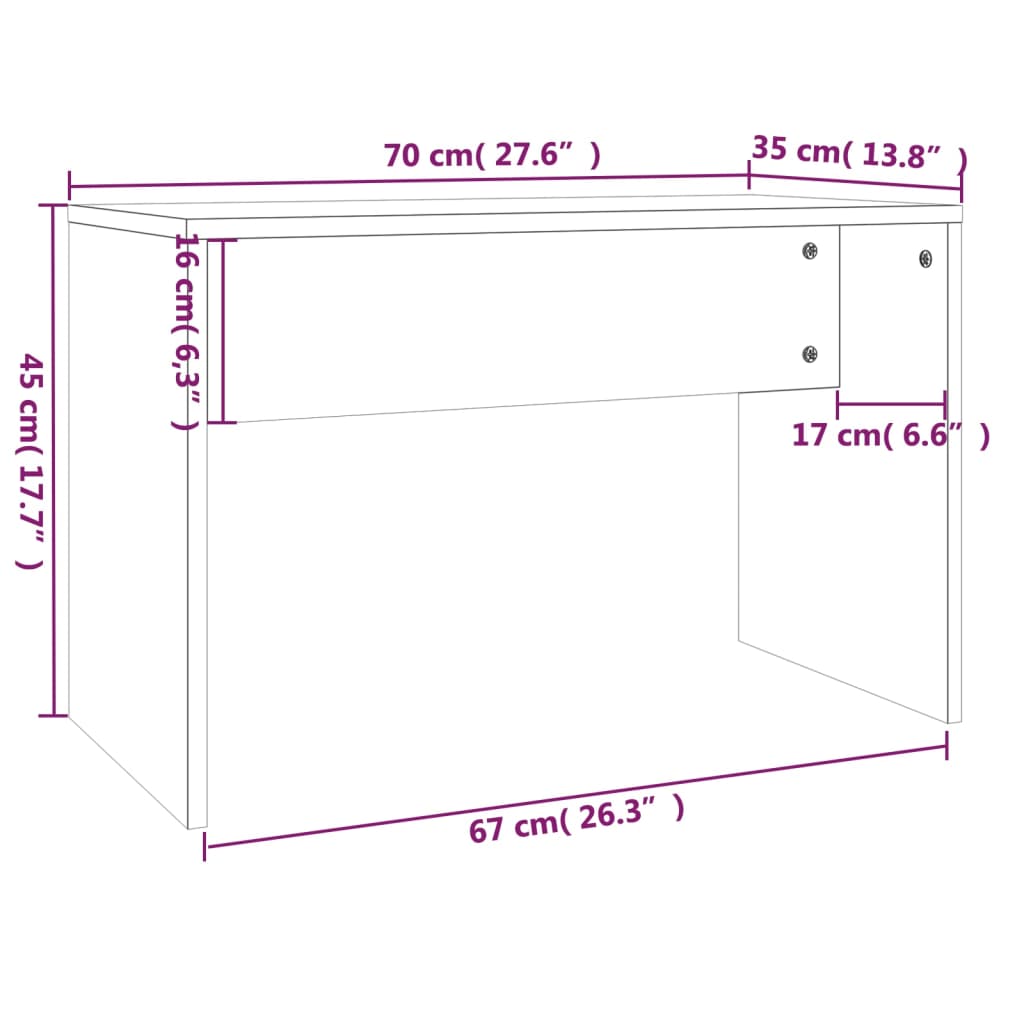 Dressing Stool White 70X35X45 Cm Engineered Wood