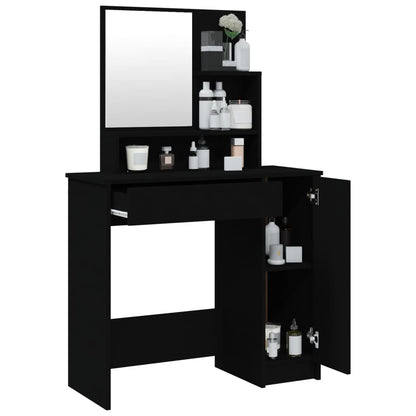 Dressing Table With Mirror Black 86.5X35X136 Cm