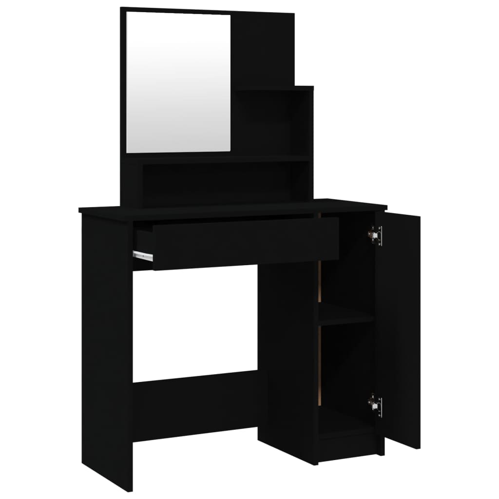 Dressing Table With Mirror Black 86.5X35X136 Cm