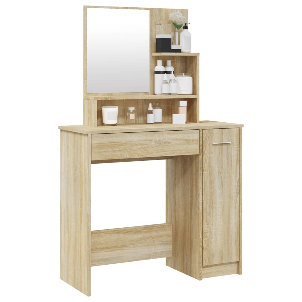 Dressing Table With Mirror Sonoma Oak 86.5X35X136 Cm