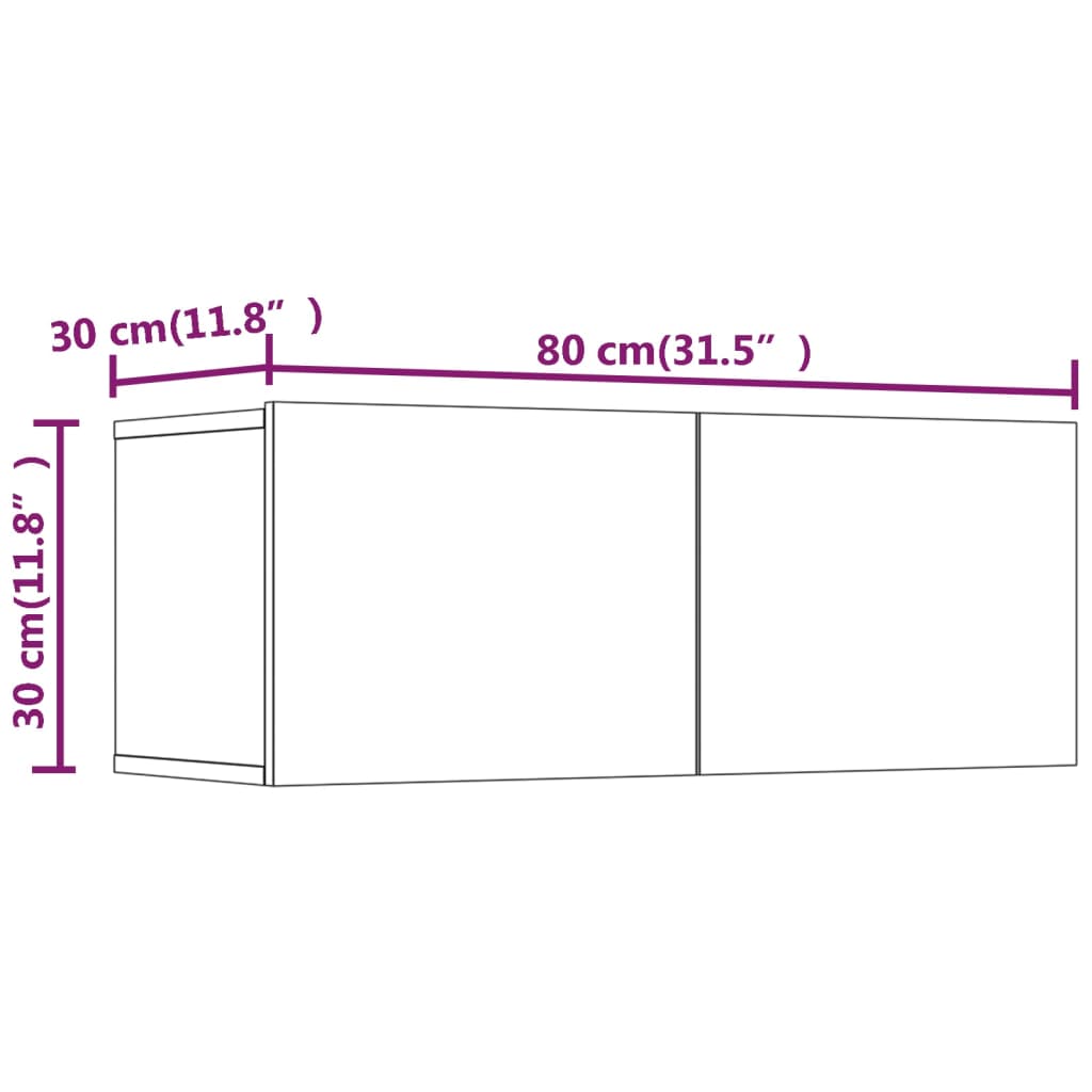 Tv Cabinets 2 Pcs White 80X30X30 Cm Engineered Wood