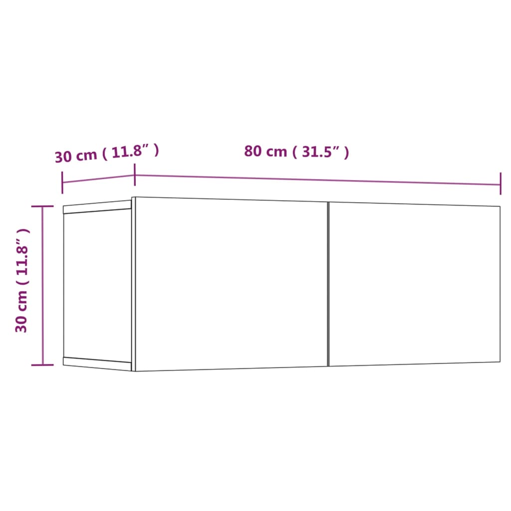 Tv Cabinets 2 Pcs Black 80X30X30 Cm Engineered Wood