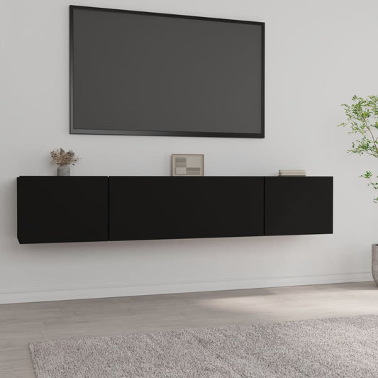 Tv Cabinets 2 Pcs Black 80X30X30 Cm Engineered Wood