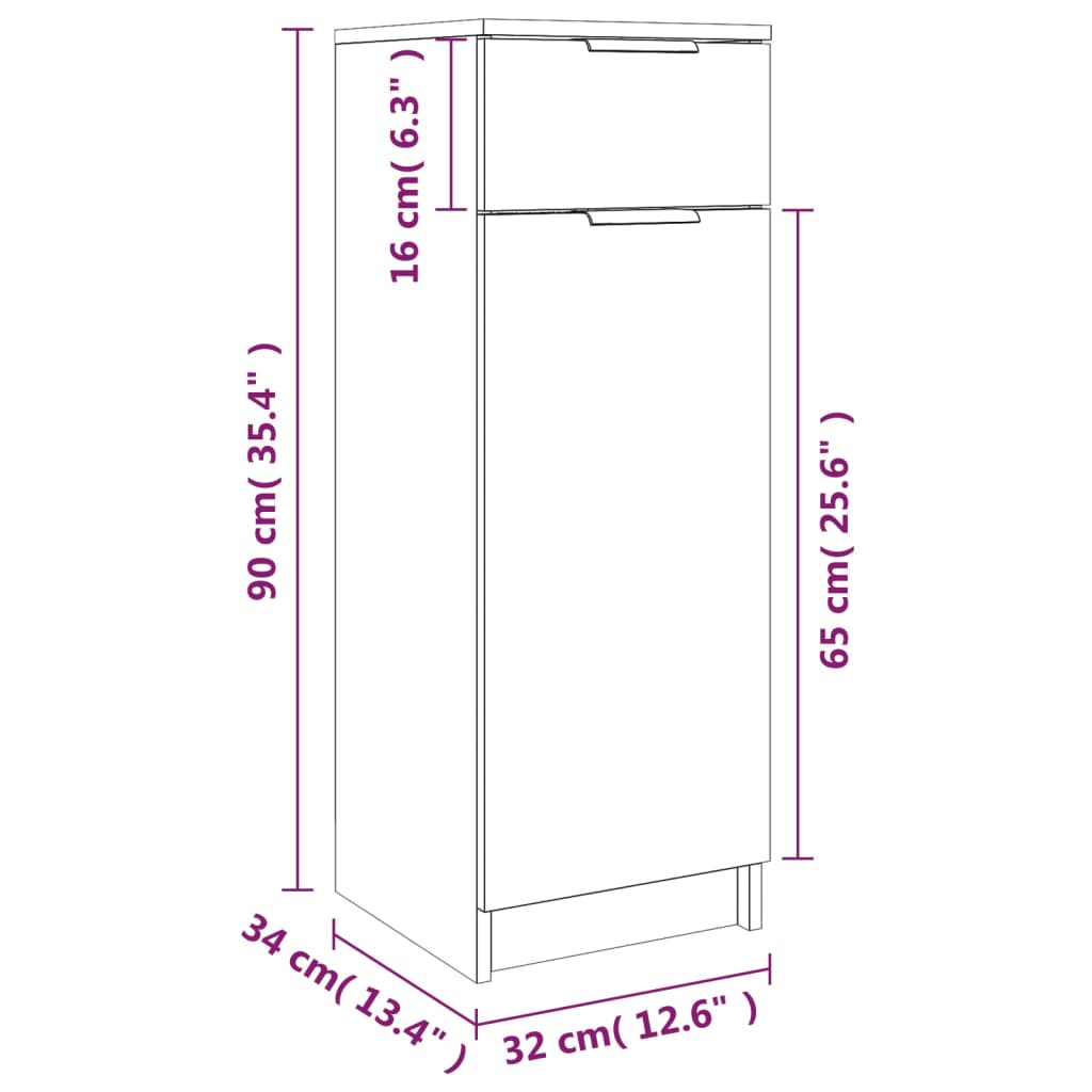 Bathroom Cabinet White 32X34X90 Cm Engineered Wood