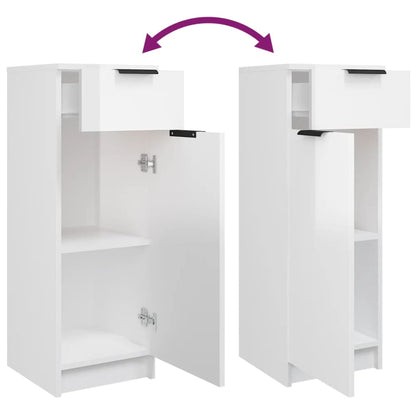 Bathroom Cabinet High Gloss White 32X34X90 Cm Engineered Wood