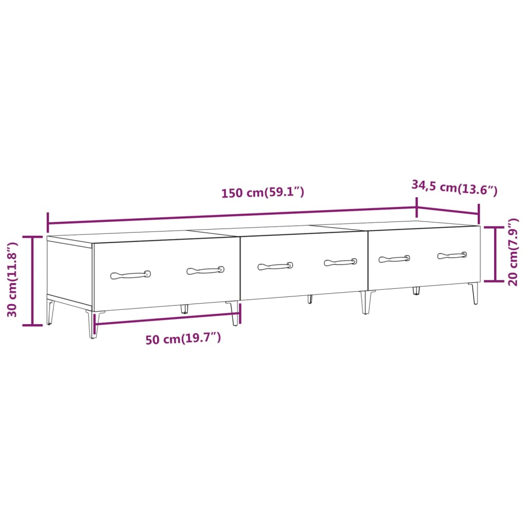 Tv Cabinet Black 150X34,5X30 Cm Engineered Wood