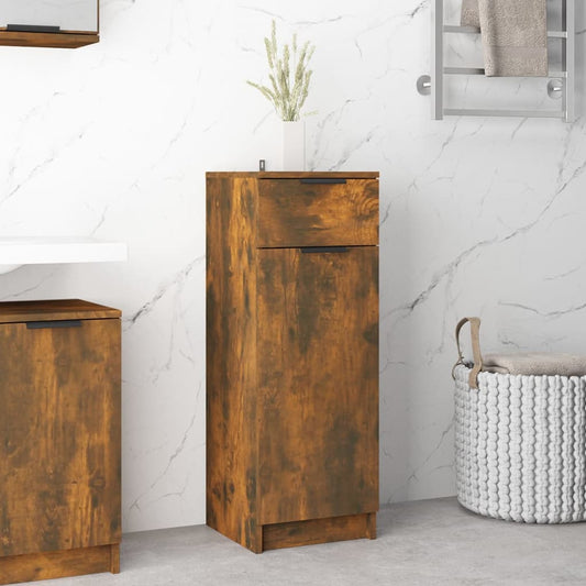 Bathroom Cabinet Smoked Oak 32X34X90 Cm Engineered Wood