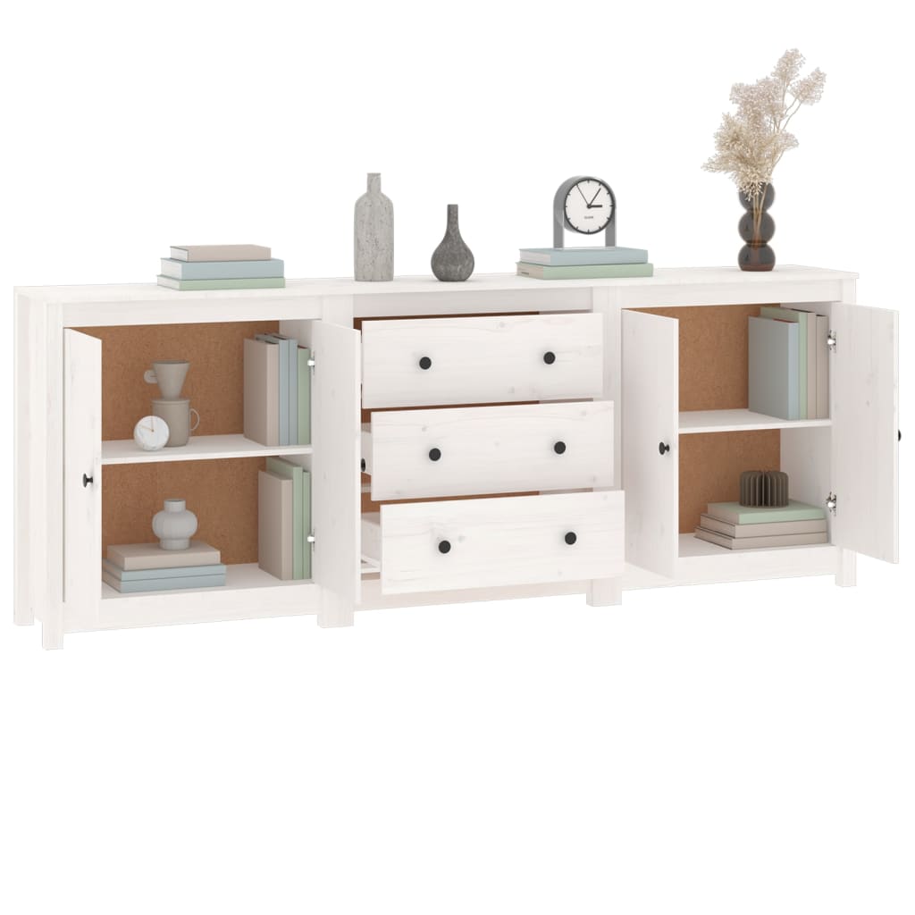 Sideboard White 210X35X80 Cm Solid Wood Pine