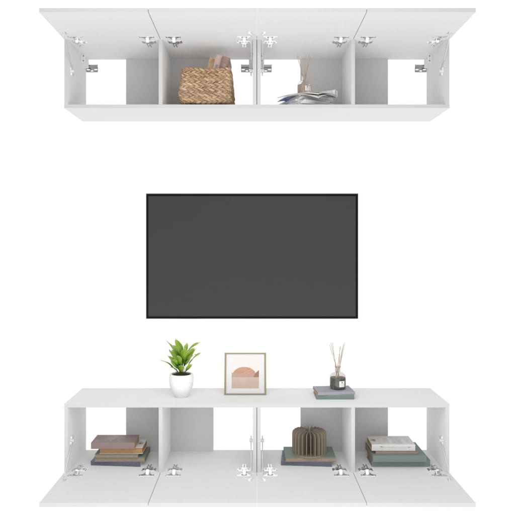 Tv Cabinets 4 Pcs White 80X30X30 Cm Engineered Wood